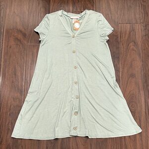 Sweet Adelyn Sage Button-Front Mini Dress